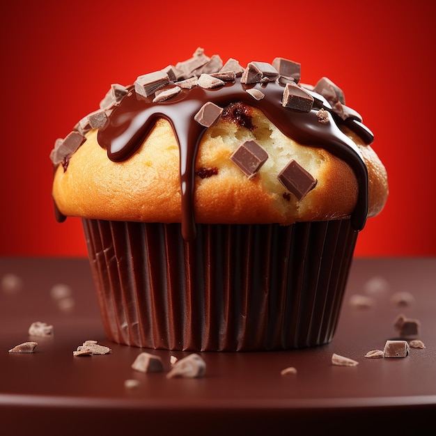 Mezzo muffin con cioccolato nero all'interno Vista frontale