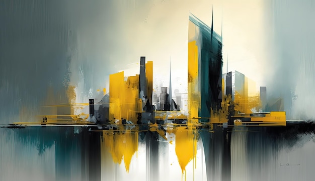 Miami city abstract minimo giallo ai generato illustrazione di alta qualità
