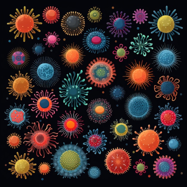 Microbial Mosaic Multicolor Virus e modelli di batteri scatenati