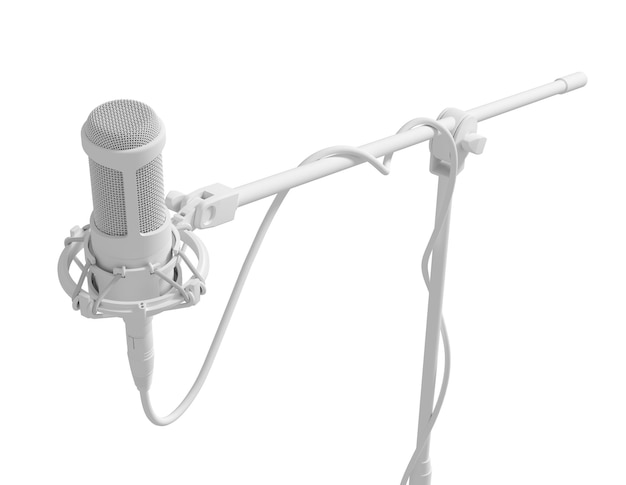 Microfono Bianco Su Sfondo Bianco Illustrazione 3D