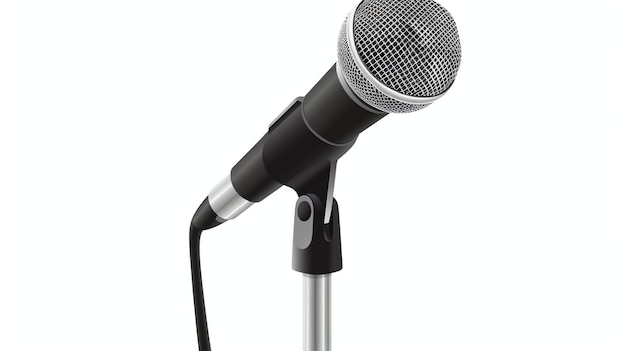 Microfono dinamico professionale su stand Illustrazione vettoriale isolata su sfondo bianco