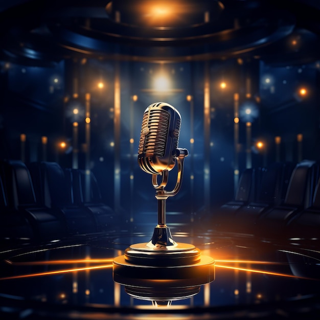 Microfono e palco del podcast