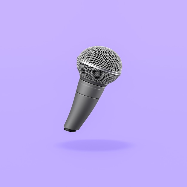 Microfono metallico su sfondo viola