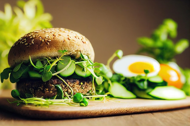 Microgreens vitaminici utili come aggiunta all'hamburger fresco