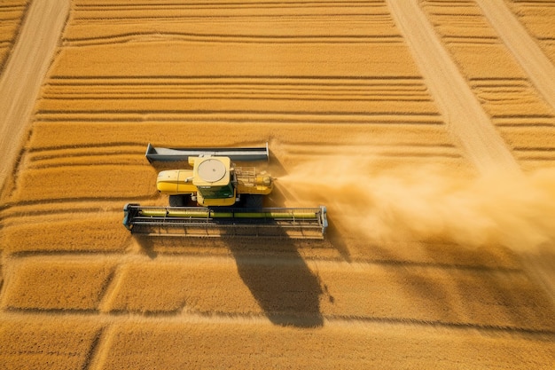 Mietitrebbia vasto campo di grano Raccolto da lavoro Genera Ai