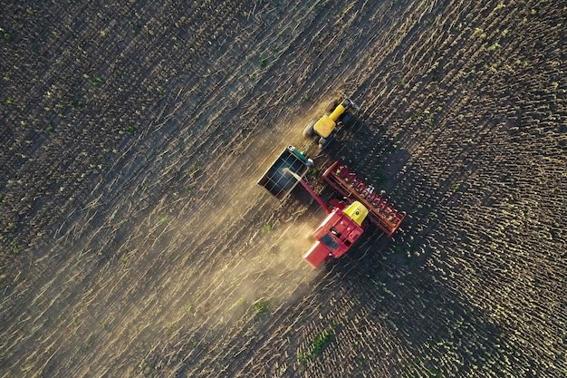 Mietitrice nella campagna di Pampa vista aerea provincia di La Pampa Argentina