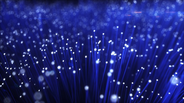 Milioni di cavi in fibra ottica trasmettono il segnale in un movimento caotico