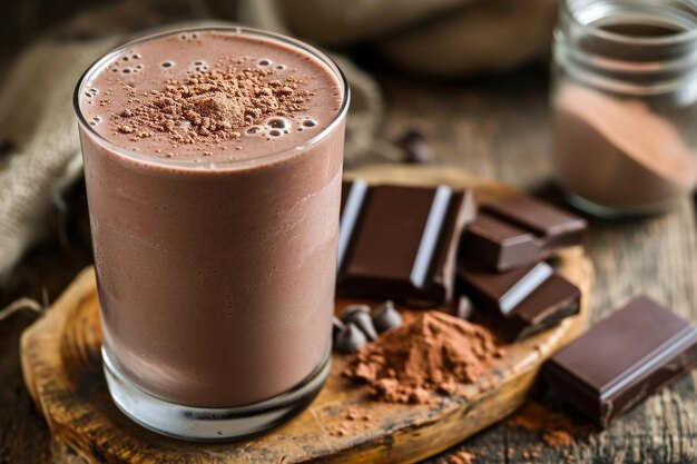 Milkshake al cioccolato e latte in tavola