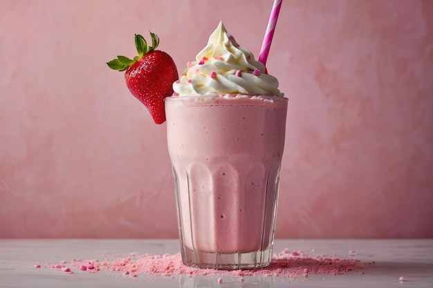 Milkshake alla fragola con panna montata