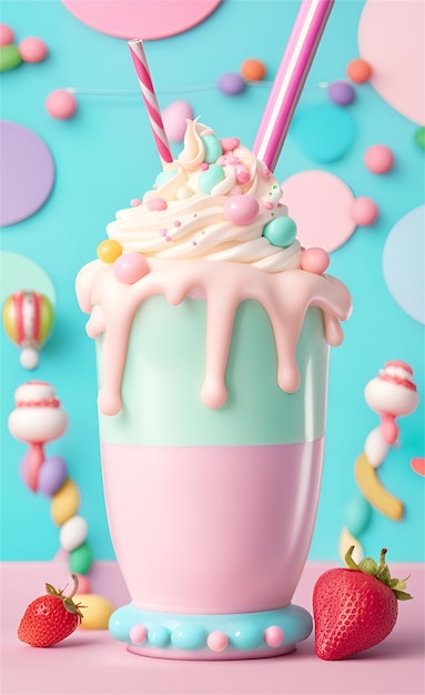 Milkshake ben decorato sulla tavola