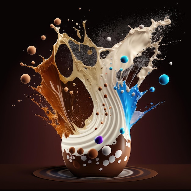 Milkshake con spruzzi di cacao e cioccolato IA generativa
