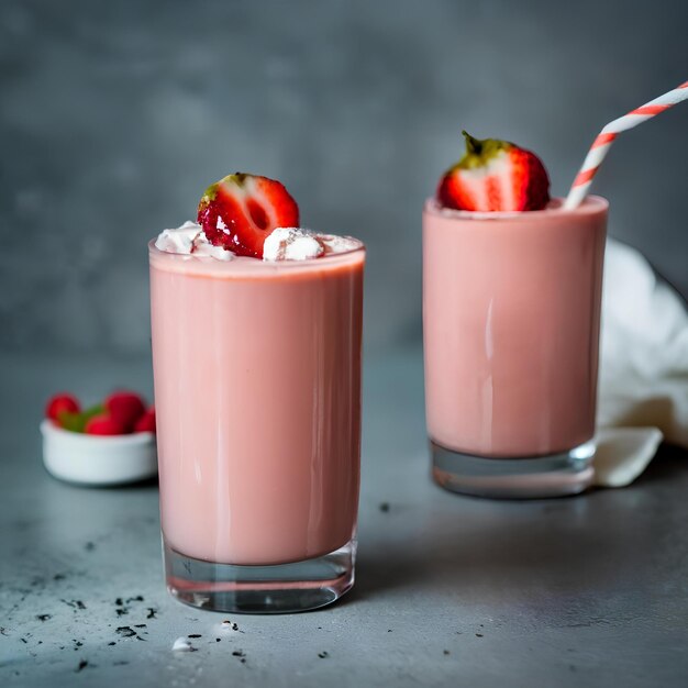 Milkshake di fragola con foto gratuita