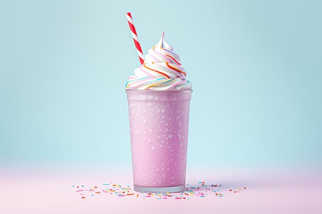 milkshake olografico con concetto creativo di paglia