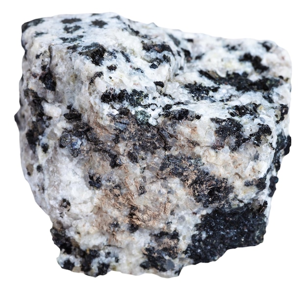 Minerale di granito bianco e nero isolato