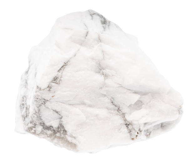 minerale grezzo di howlite isolato su bianco