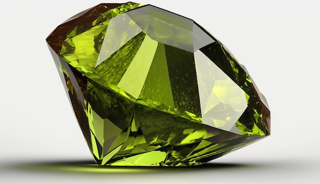 Minerale naturale grezzo pietra peridoto verde sfondo bianco AI Immagine generata