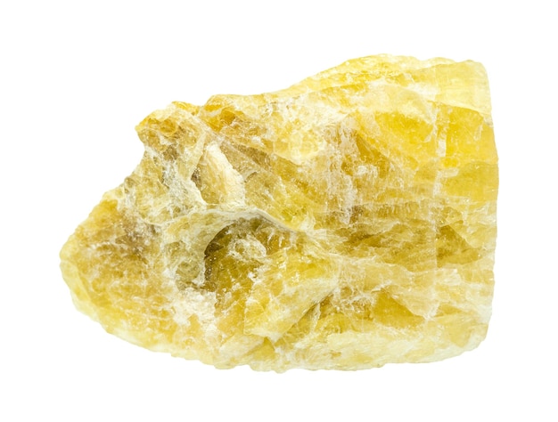 minerale turmalino giallo non lucidato isolato