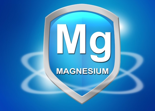 Minerali magnesio scudo Mg per il concetto di salute