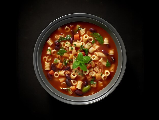 Minestrone zuppa di verdure italiana con pasta cibo vegano Ai Generative