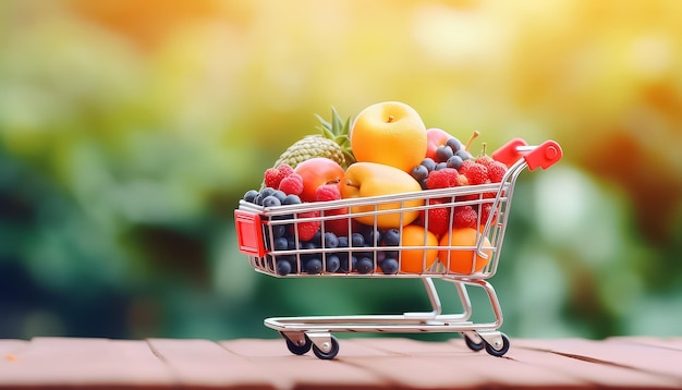 Mini carrello alimentare di frutta