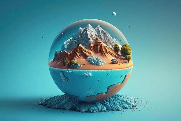 Mini pianeta piccolo pianeta illustrazione 3d AI