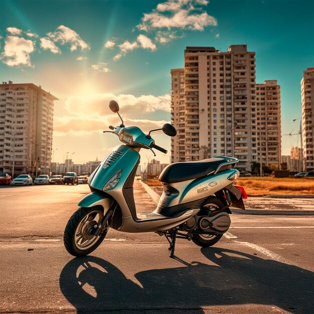 Mini scooter per mobilità ridotta nella foto della città