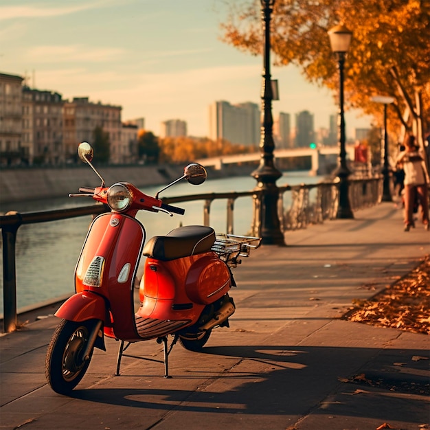 Mini scooter per mobilità ridotta nella foto della città