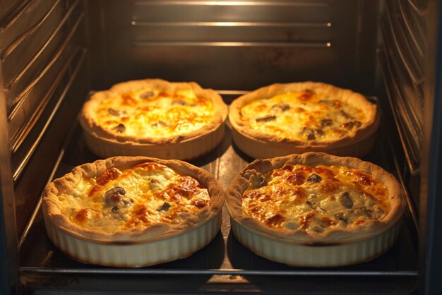 Mini torta di carne e funghi cotta in un forno industriale