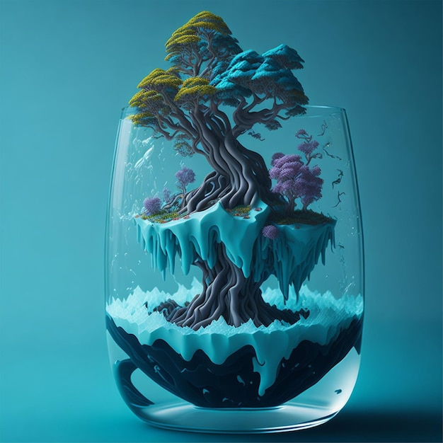 Miniatura bonsai futuristico albero mistico foto