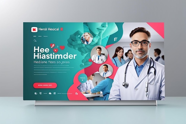 Miniatura di YouTube per la sanità medica e modello di banner web eps premium