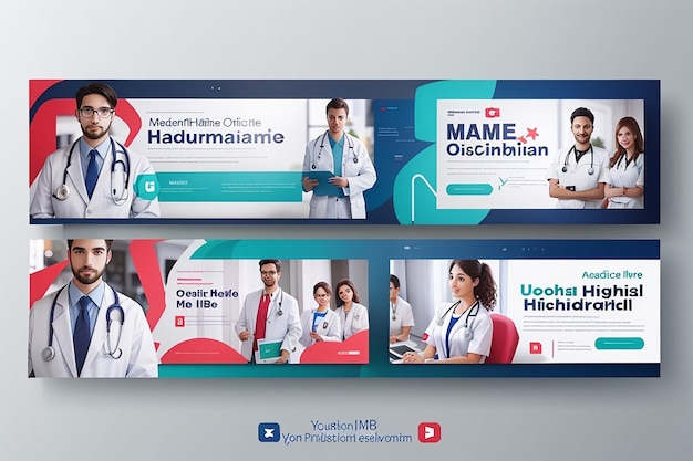 Miniatura di YouTube per la sanità medica e modello di banner web eps premium