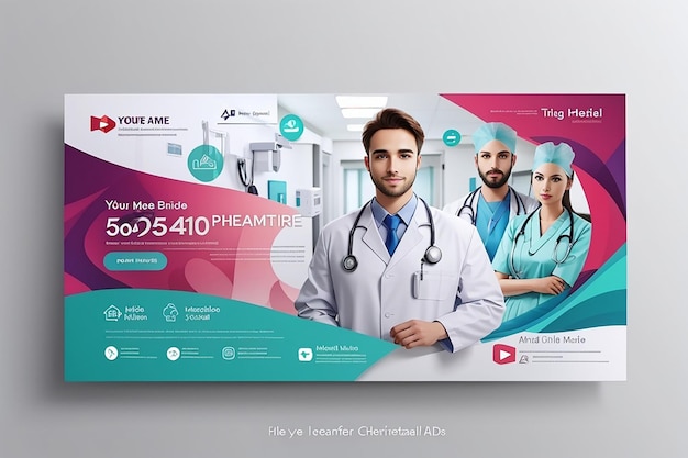 Miniatura di YouTube per la sanità medica e modello di banner web eps premium