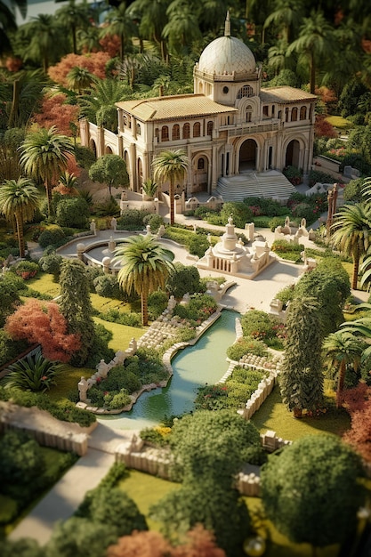 miniatura isometrica del jardin de la concepcin a malaga