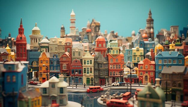 Miniatura super carino mondo di argilla un modello giocattolo di una città di Londra, comprese le aree popolari nello stile