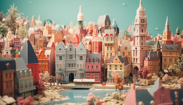 Miniatura super carino mondo di argilla un modello giocattolo di una città di Londra, comprese le aree popolari nello stile