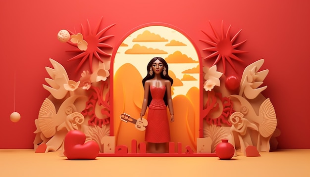 Minimal 3D Dia de la raza celebrazione poster design