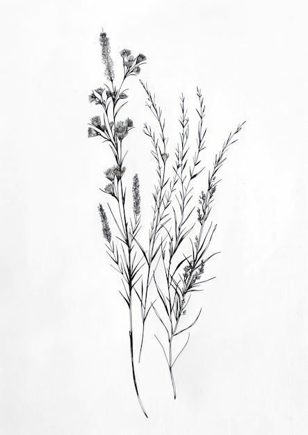 Minimal line art Disegno a mano di un fiore selvatico per il logo disegno illustrato