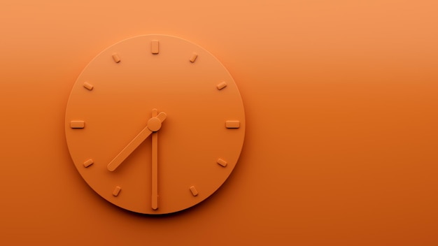 Minimal Orange orologio 7 30 Sette e mezzo orologio astratto Orologio da parete minimalista 19 30 3d