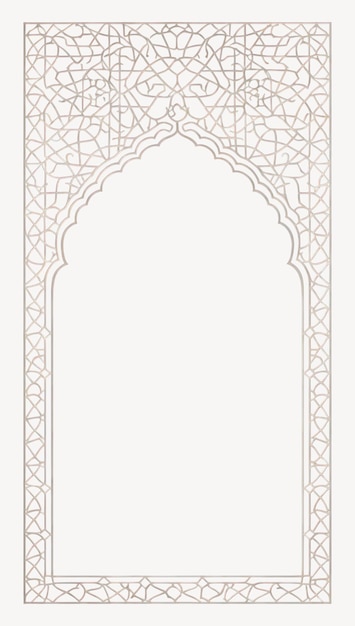 Minimal thin line muslim luxury ornate frame architecture design symmetrical vector