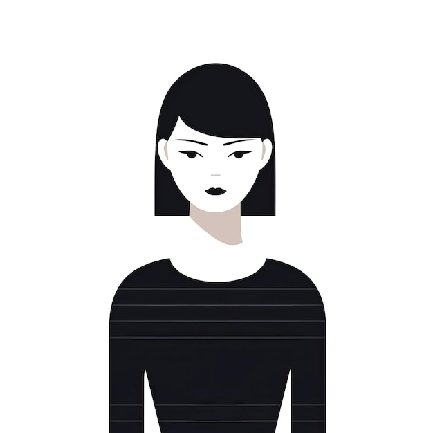 Minimal Vector Donna timida su sfondo bianco