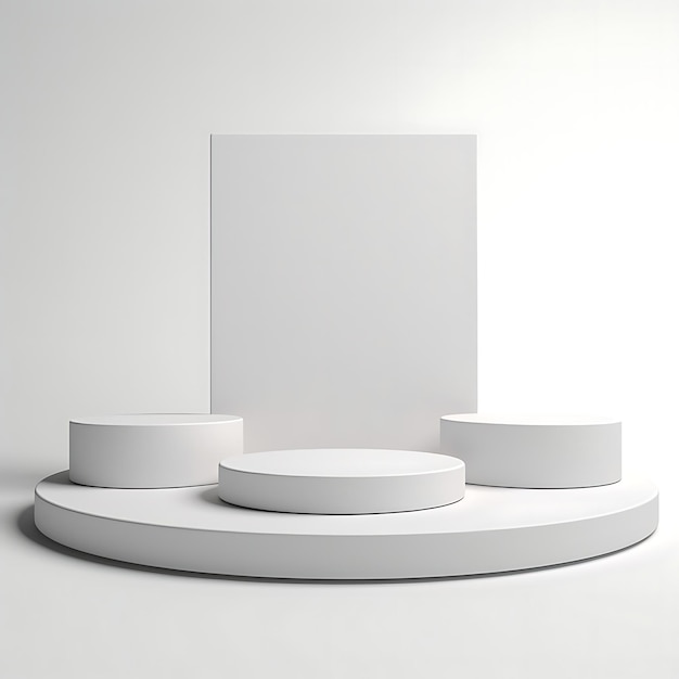 Minimal White Circle Podium Stage sullo sfondo bianco dello studio
