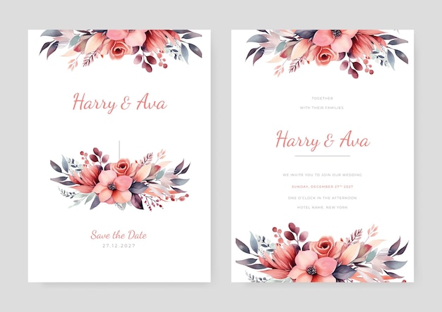 Minimalis Invito al matrimonio salvare la data ringraziamento rsvp schema di progettazione fiore vettoriale inverno rosa argento dollaro foglie di oliva fiore di cera anemone