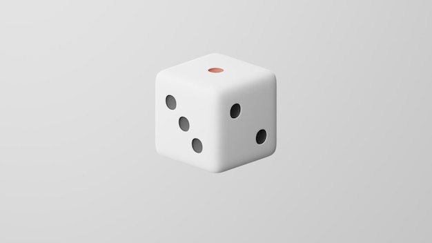 Minimalismo dadi cubo simbolo fortuna emoji isolato su sfondo bianco rendering 3d