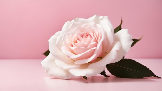 Minimalismo della rosa bianca su sfondo rosa