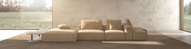 Minimalismo moderno design scandinavo soggiorno soggiorno 3d rendering illustrazione