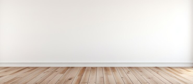 Minimalist Empty room interior design with wooden floor and white wall AI generated image