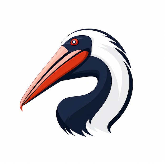 Minimalista 2d Pelican Icon su sfondo bianco