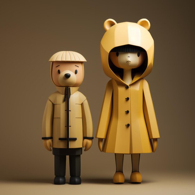 Minimalista 3D Bear e Nancy Moody e Atmospheric Yellow Coats