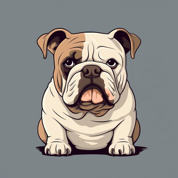 Minimalista Bulldog cartone animato carino ed elegante illustrazione