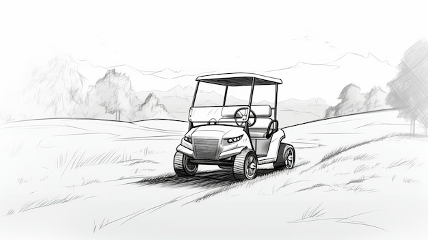 Minimalista Cartoon Golf Cart schizzo in prospettiva